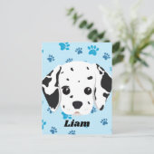 ダルマチアンブルーポープリントパーソナライズされた ポストカード (スタンド正面)