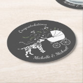 ダルマチアンベビーシャワードッグシルエット ラウンドペーパーコースター (アングル)