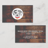 ダルマチアン犬のロゴ |木材の背景 名刺 (正面/裏面)