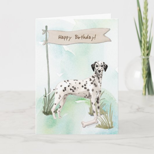 ダルマチアン犬の下誕生日標識 カード (正面)