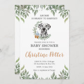 ダルマチアン犬の子犬の緑ボホベイビーシャワー 招待状 (正面/裏面)