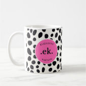 ダルマチアン犬の抽象芸術パターンホットピンクモノグラム コーヒーマグカップ (左)