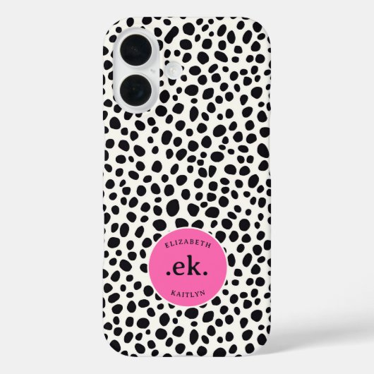 ダルマチアン犬の抽象芸術パターンホットピンクモノグラム Case-Mate iPhoneケース (裏面)