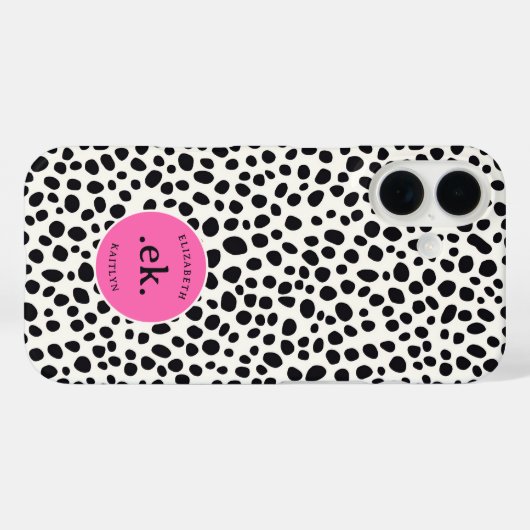 ダルマチアン犬の抽象芸術パターンホットピンクモノグラム Case-Mate iPhoneケース (裏面 (横))