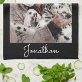 ダルマチアン犬の水の色の犬ペットキッチンタオル キッチンタオル (折り畳み)