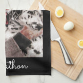 ダルマチアン犬の水の色の犬ペットキッチンタオル キッチンタオル (四つ折り)