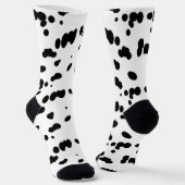 ダルマチアン犬の白黒の斑点のあるファーパターン ソックス (傾斜あり)