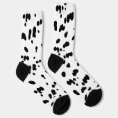 ダルマチアン犬の白黒の斑点のあるファーパターン ソックス (右)