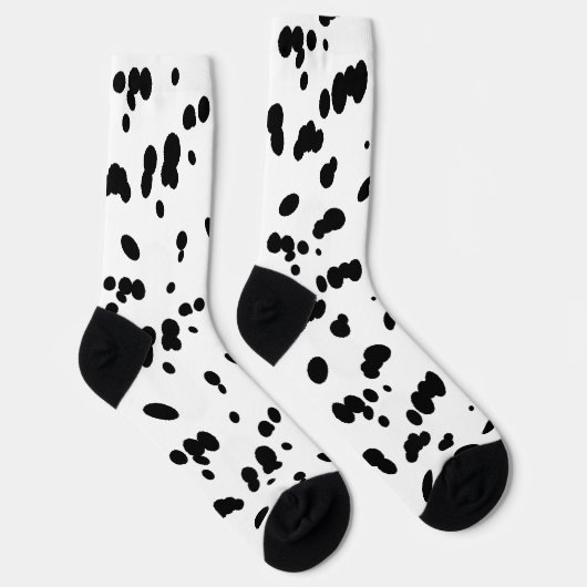 ダルマチアン犬の白黒の斑点のあるファーパターン ソックス (右)