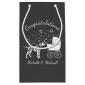 ダルマチアン犬の赤ちゃんシャワーパピーグレー スモールペーパーバッグ (裏面)