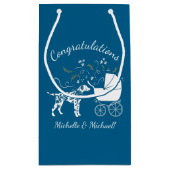 ダルマチアン犬の赤ちゃんシャワーパピーピンクの女の子 スモールペーパーバッグ (裏面)