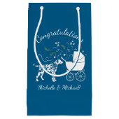 ダルマチアン犬の赤ちゃんシャワーパピーピンクの女の子 スモールペーパーバッグ (正面)