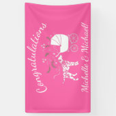 ダルマチアン犬の赤ちゃんシャワーパピーピンクの女の子 横断幕 (縦)