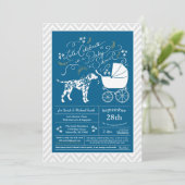 ダルマチアン犬の赤ちゃんシャワーブルーボーイ 招待状 (スタンド正面)
