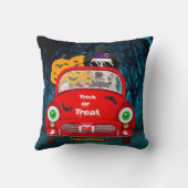 ダルマチアン犬の車を運転する怖いハロウィーン クッション (裏面)