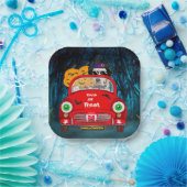 ダルマチアン犬の車を運転する怖いハロウィーン ペーパープレート (パーティー)