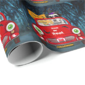 ダルマチアン犬の車を運転する怖いハロウィーン ラッピングペーパー (ロールコーナー)