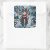 ダルマチアン犬オートバイのクリスマスに乗る スクエアシール (バッグ)