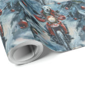 ダルマチアン犬オートバイのクリスマスに乗る ラッピングペーパー (ロールコーナー)