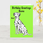 ダルマチアン犬カスタマイズ可能誕生日カード カード (黄色い花)