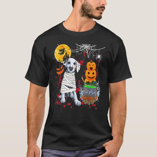 ダルマチアン犬ハロウィーンのコスチューム犬 Tシャツ (正面)