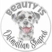 ダルマチアン犬ポートレート水色 シール (正面)