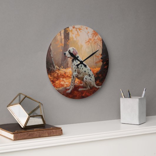 ダルマチアン紅葉秋 ラージ壁時計 (オフィス)