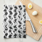 ダルマチアン黒白シュヴロン キッチンタオル (四つ折り)
