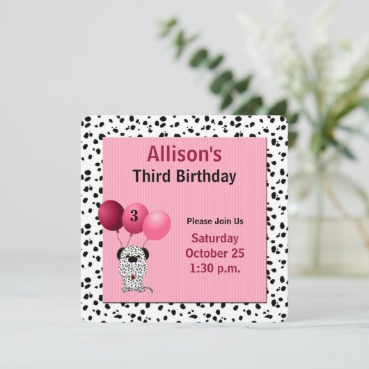 ダルマチア人を持つ第3誕生会を飾って下さい 招待状 (スタンド正面)