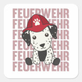 ダルマチア消防団犬かわいい犬 スクエアシール (正面)
