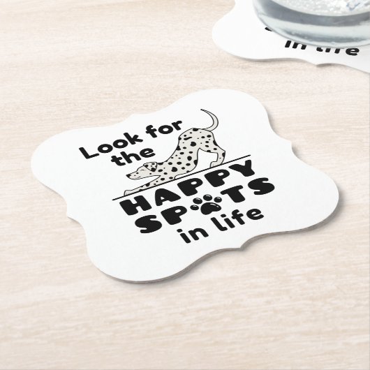 ダルマチア犬の幸せな場所を探す ペーパーコースター (アングル)