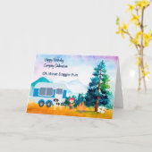 ダルマチア誕生日カードファミリーキャンプ カード (黄色い花)