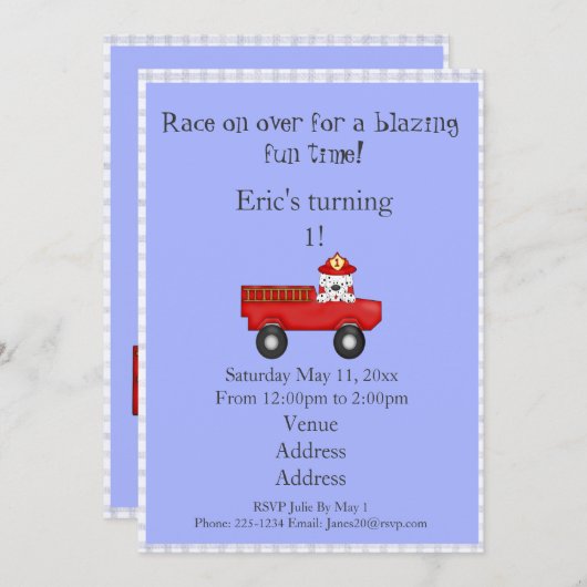 ダルマチア誕生日 招待状 (正面/裏面)