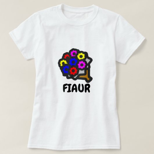 ダルマチア語のテキスト: fiaur とカラフルな花 tシャツ (デザイン正面)