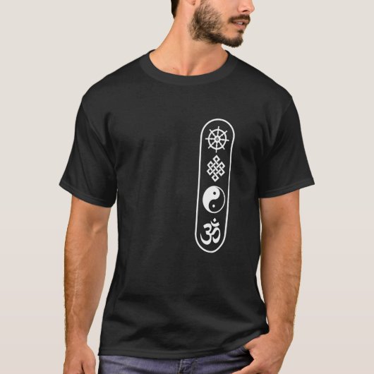 ダルマチャクラホイールオムサイン陰陽エンドレス Tシャツ (正面)