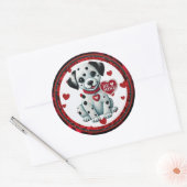 ダルマチ子犬の丸いシール – Be Mine Valentine ラウンドシール (封筒)
