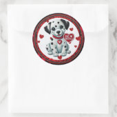 ダルマチ子犬の丸いシール – Be Mine Valentine ラウンドシール (バッグ)
