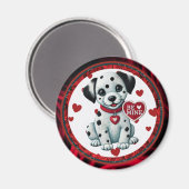 ダルマチ子犬の丸い磁石 – ベミンバレンタイン マグネット (正面/裏面)