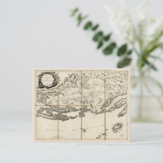 ダルマティアの地図，クロアチア海岸と諸島(1780) ポストカード (スタンド正面)