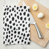 ダルマティアの斑点(黒/白) キッチンタオル (四つ折り)