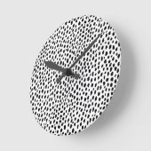 ダルマティアの斑点（黒/白） ラウンド壁時計 (傾斜)