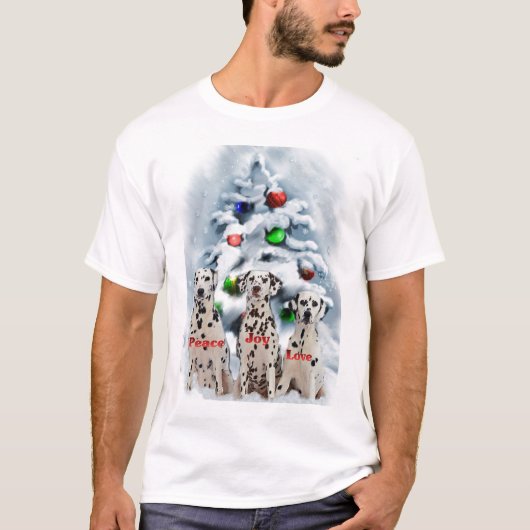 ダルマティアンのクリスマスギフト Tシャツ (正面)