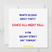 ダルマティアンのパーティー招待状テンプレート 招待状 (裏面)