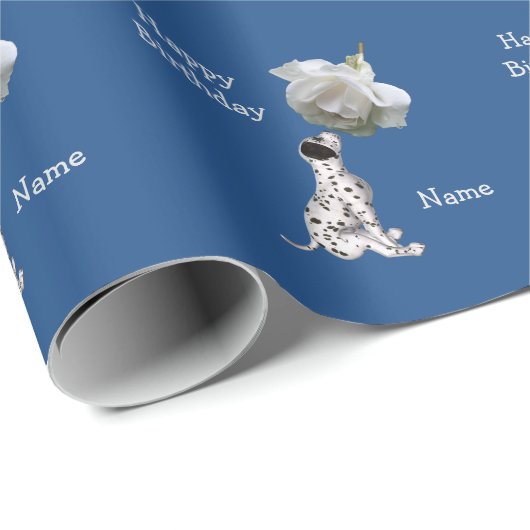 ダルマティアンの子犬とバラの動物の柄 ラッピングペーパー (ロールコーナー)