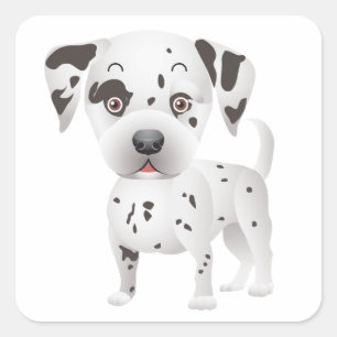ダルマティアンの子犬の挨拶のステッカーを愛 スクエアシール
