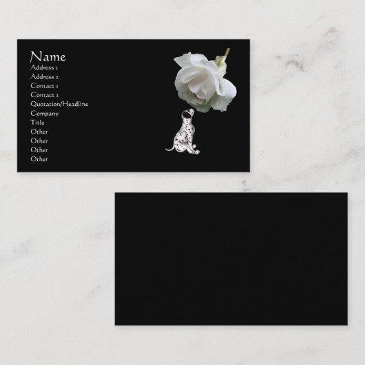 ダルマティアンの子犬の白いバラ動物の名刺 名刺 (正面/裏面)