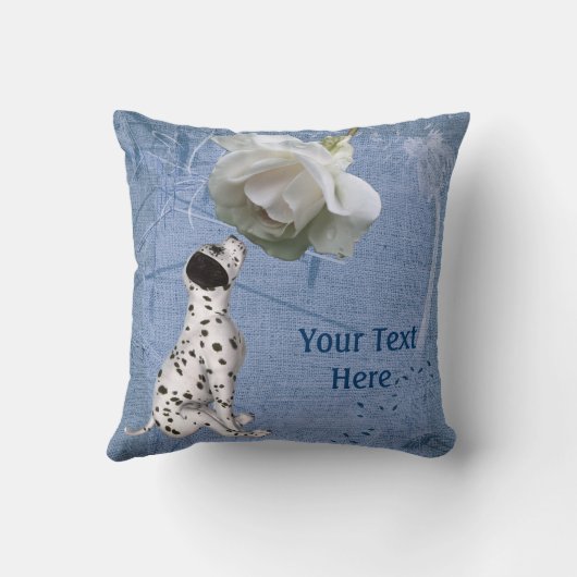 ダルマティアンの子犬の白いバラ動物 クッション (裏面)