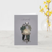 ダルマティアンアンドキャット照明キャンドル悔やみや弔慰 カード (黄色い花)