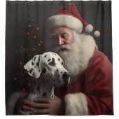 ダルマティアンウィズサンタクロースフェスティバルクリスマス シャワーカーテン (正面)