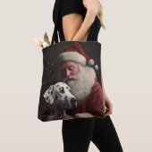 ダルマティアンウィズサンタクロースフェスティバルクリスマス トートバッグ (クローズアップ)